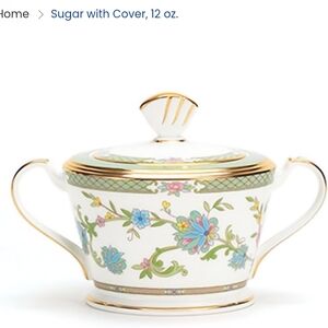 Noritake Floral Sugar Bowl with Gold Accents